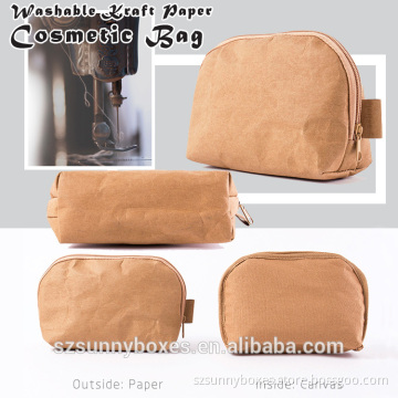 Durable Kraft/Tyvek Paper Zipper Closure Makeup Kit Packaging Bag DIY Paper Bag